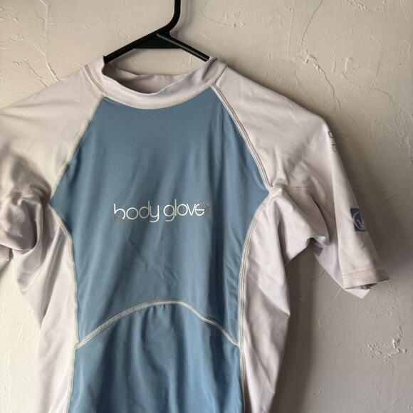 Body Glove Aura UV Shirt Large Blue White UPF 50 Sun Protection Swim Rash Guard - Picture 2 of 9